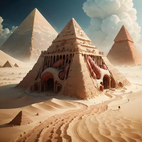 <lora:AnatomicTech-20:0.8>, AnatomicTech ,scifi , 
 desert, pyramid \(structure\),red sky,