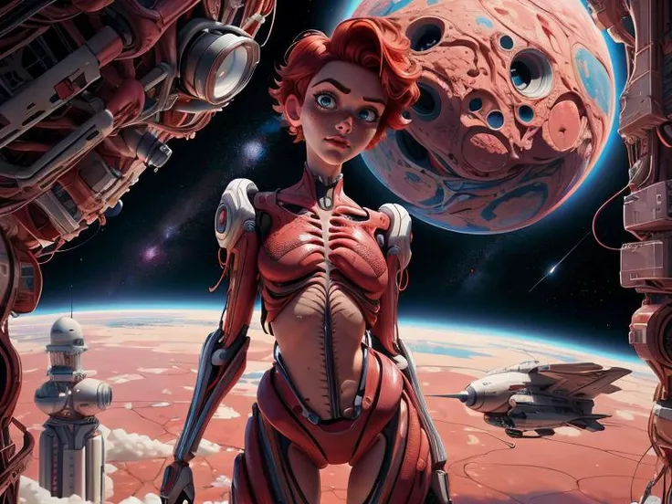 Disney, Pixar Disney, Pixar (Style: trending on artstation, ((high quality:1.2, masterpiece:1.2)) , (8k resolution) , high details, incredibly absurdres, color connection, colorized, colorful, sexy, nsfw, seductive)
(1girl, 25 years old, big eyes, latina face, freckles, (short hair, shaved sides:1.2), multicolored hair, medium breasts)
<lora:AnatomicTech:0.8> (Backround: space, city, AnatomicTech, blood vessels, scifi)