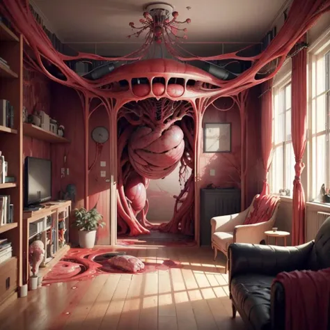 <lora:AnatomicTech-20:0.8>, AnatomicTech ,blood vessels, scifi
living room,