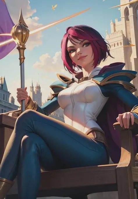 Xayah holding her dagger feathers, yellow feline eyes, small mouth, full body, big ass, thick thighs, {extremely detailed 16k CG unit wallpaper}, expansive landscape photography, (a top-down view with focus on the character and in scene), (wide view of open field), (top angle photo), (high light: 1.5), (low light: 1.4), (warm light source: 1.4), complex details, (iridescent colors: 1.5 ), (bright lighting), (atmospheric lighting), dreamy, aesthetic