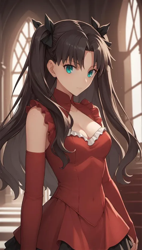 Surreal Scene:1.5, cute, Beauty, Tohsaka Rin, (masterpiece), highest quality, 1girl, uhd, retina, masterpiece, ccurate, anatomically correct, textured skin, super detail, high details, high quality, best quality, highres, 4K