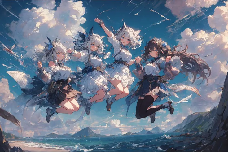 kirara_jump,multiple_girls,blue_sky,holding_hands,
<lora:kirara_jump1:0.6>