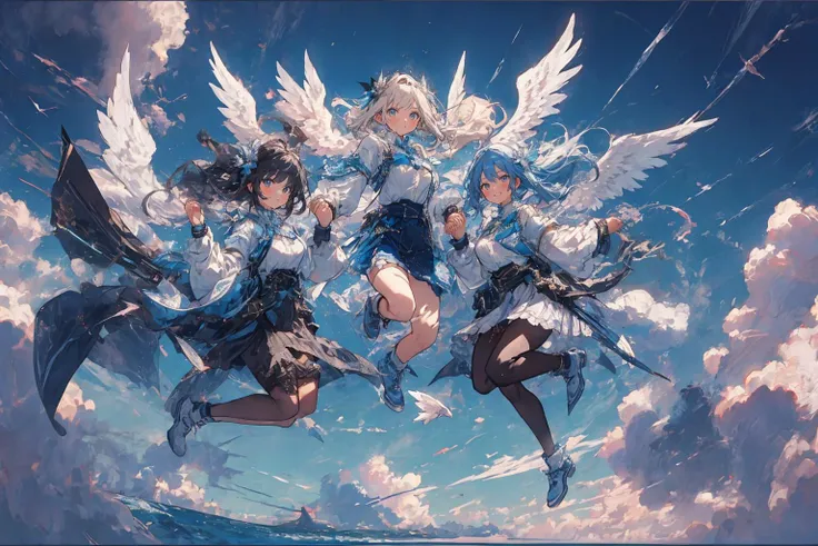 kirara_jump,multiple_girls,blue_sky,holding_hands,angel,
<lora:kirara_jump1:0.6>
