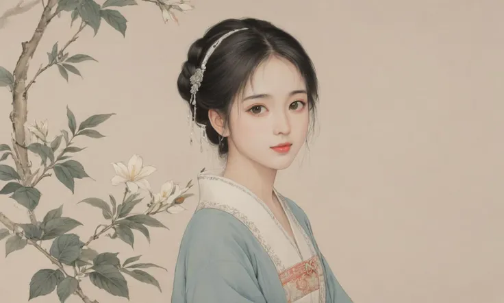 8k, 1girl,masterpiece, best quality, 2D, (traditional chinese ink painting:0.2), (perfect hand:1.4),(yurisa),((portrait))