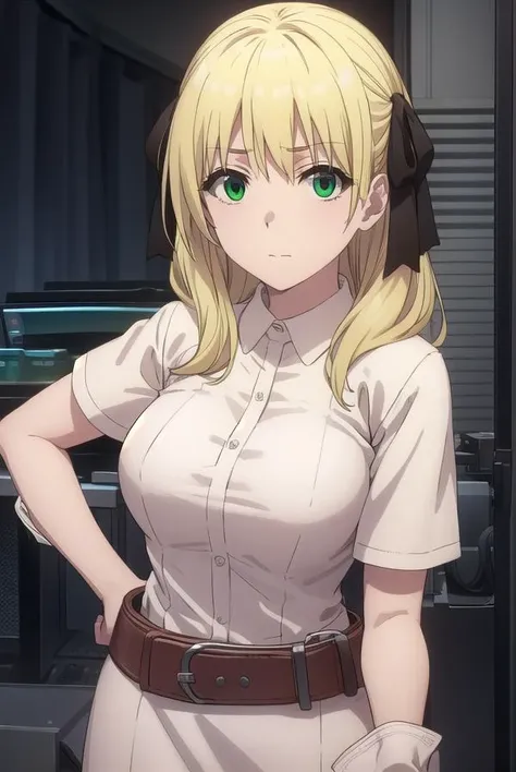 estellerosenthal, <lora:esther rosenthal acc1-lora-nochekaiser:1>, 
esther rosenthal, long hair, blonde hair, (green eyes:1.5), mole, mole under eye, black ribbon, black bow, hair ribbon,
BREAK thighhighs, belt, nurse, dress, pink dress, short sleeves, collar,
BREAK indoors, hospital,
BREAK looking at viewer, (cowboy shot:1.5),
BREAK <lyco:GoodHands-beta2:1>, (masterpiece:1.2), best quality, high resolution, unity 8k wallpaper, (illustration:0.8), (beautiful detailed eyes:1.6), extremely detailed face, perfect lighting, extremely detailed CG, (perfect hands, perfect anatomy),
