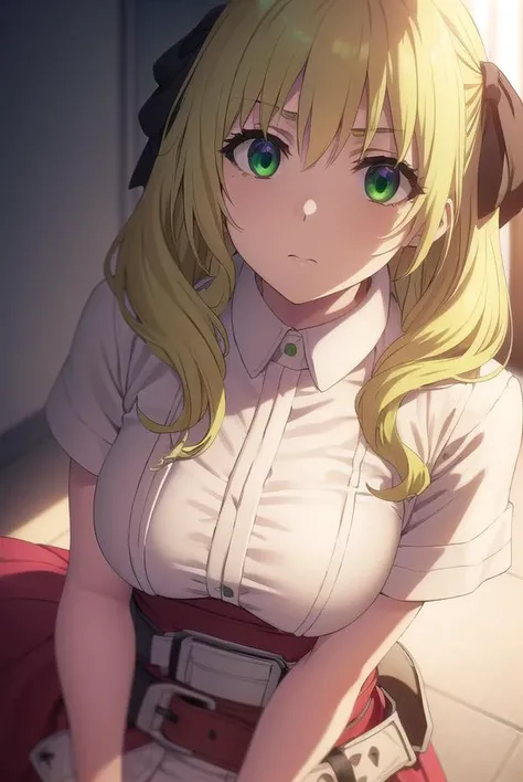 estellerosenthal, <lora:esther rosenthal acc1-lora-nochekaiser:1>,
esther rosenthal, long hair, blonde hair, (green eyes:1.5), mole, mole under eye, black ribbon, black bow, hair ribbon,
BREAK thighhighs, belt, nurse, dress, pink dress, short sleeves, collar,
BREAK indoors, hospital,
BREAK looking at viewer, (cowboy shot:1.5),
BREAK <lyco:GoodHands-beta2:1>, (masterpiece:1.2), best quality, high resolution, unity 8k wallpaper, (illustration:0.8), (beautiful detailed eyes:1.6), extremely detailed face, perfect lighting, extremely detailed CG, (perfect hands, perfect anatomy),