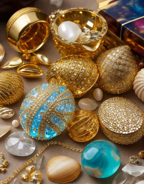 Bling, gold, HD, Photo, Seashell, Cards, in Marbles, Puzzle, Toy, table