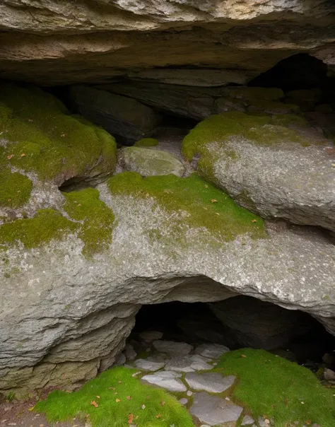 texture, rock, cave, uneven, weathered, rough, moss