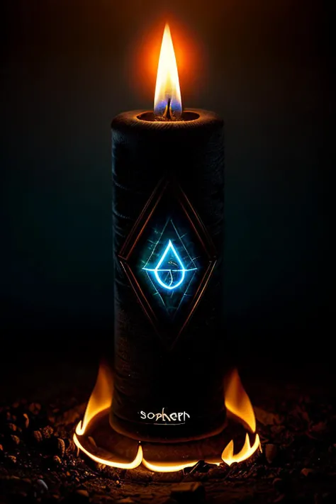 Sorcerer's Ember - Amplifies magical abilities and spell potency. on balck velvet backgorund, rim lights, digital art <lora:Alchemy:0.6>