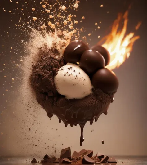 explosion of choclate chocolate ice-cream