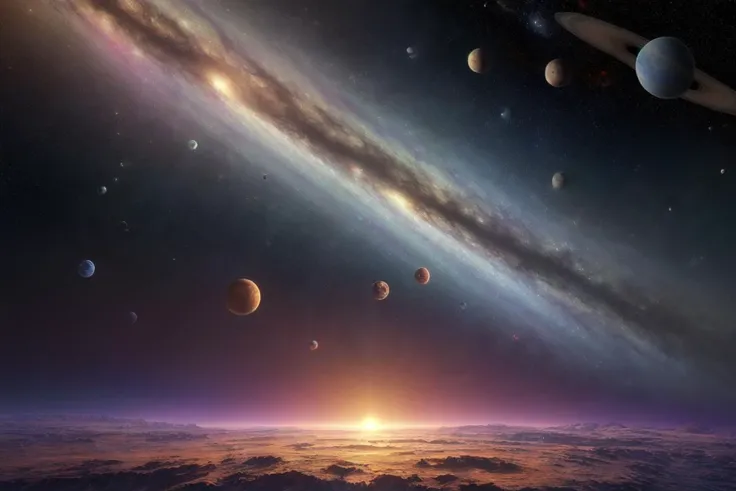 ((masterpiece)), ((best quality)), (photorealistic:1.2), highres, 8k uhd, planets in space, landscape, univers, stars, extremely detailed, perfect colors