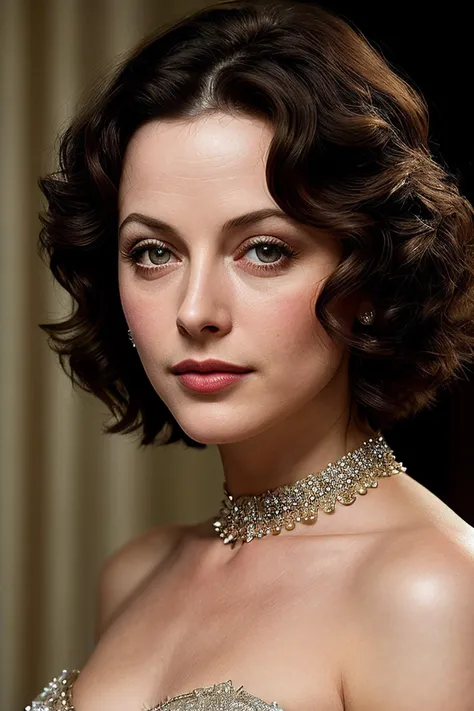 beautiful woman (EPH3dyL4m4rr:.99), (short hair:1.2), jewellery, ((portrait)), (closeup:1.2), ((from the waist up)), (((  ball room:1.2 ))), natural skin texture, ( Gown with a High Neck Halter :1.2), 24mm, 4k textures, soft cinematic light, adobe lightroom, photolab, hdr, intricate, elegant, highly detailed, sharp focus, ((((cinematic look)))), soothing tones, insane details, intricate details, hyperdetailed, low contrast, soft cinematic light, exposure blend, hdr, faded, now, ("I've got a bad feeling about this.":1.1)