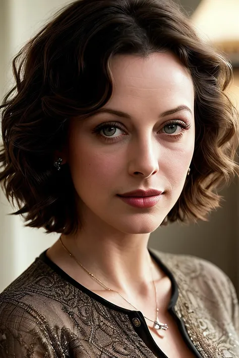 beautiful woman (EPH3dyL4m4rr:.99), (short hair:1.2), jewellery, ((portrait)), (closeup:1.2), ((from the waist up)), ((( lounge room:1.2 ))), natural skin texture, ( poloshirt:1.2), 24mm, 4k textures, soft cinematic light, adobe lightroom, photolab, hdr, intricate, elegant, highly detailed, sharp focus, ((((cinematic look)))), soothing tones, insane details, intricate details, hyperdetailed, low contrast, soft cinematic light, exposure blend, hdr, faded, now, ("I've got a bad feeling about this.":1.1)