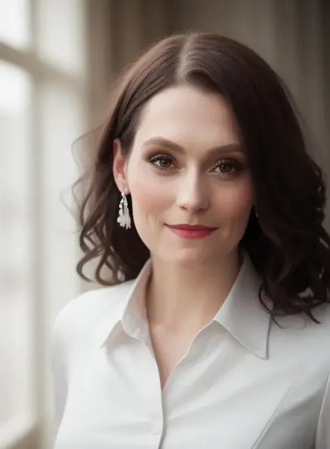 <lora:MorganWebb-anime:1> woman portrait, elegant dress, undershirt 8k resolution, (freckles:0.0) front lit,