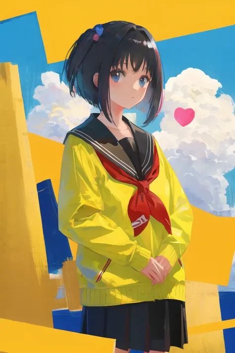 <lora:Amemori_Sayo-000016:1>, masterpiece, best quality, illustration, 1girl, black hair, sailor dress