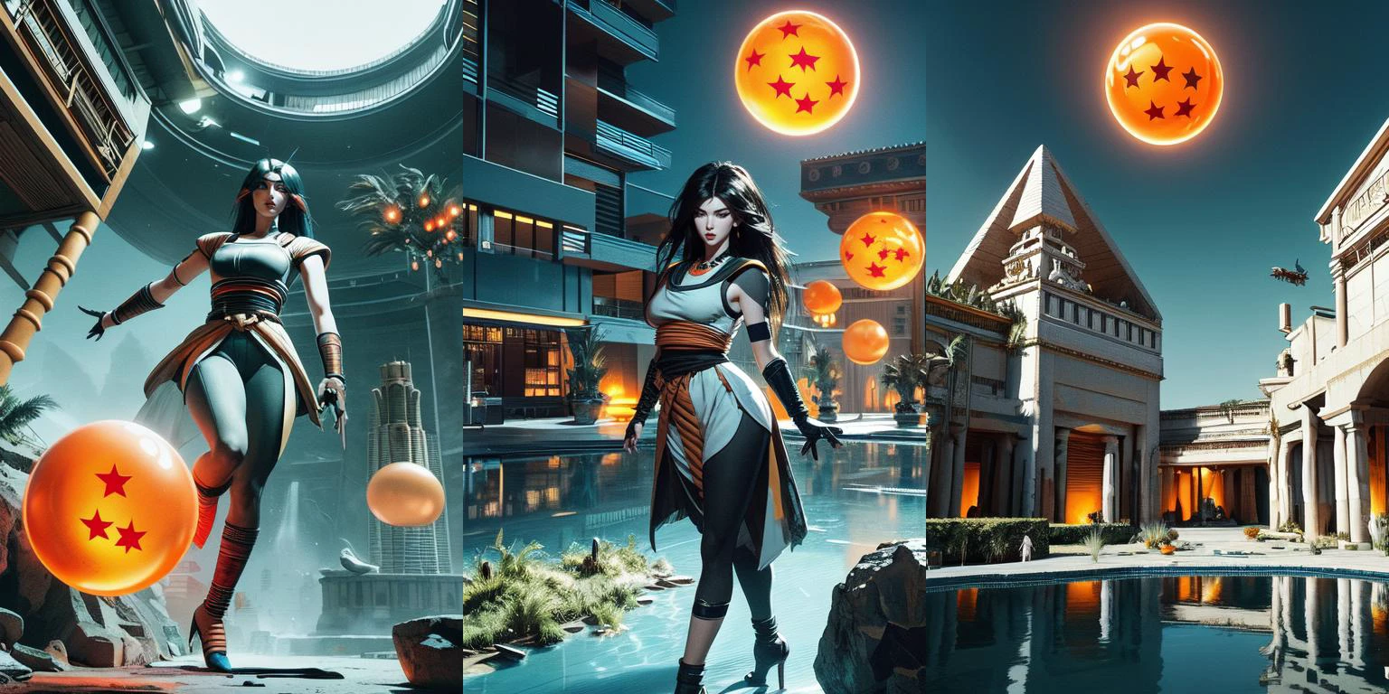 (otherworldly, otherworldly atmosphere, otherworldly appearance), highly insanely detailed, masterpiece, top quality, best quality, highres, 4k, 8k, RAW photo, ((ancient egyptian theme:1.2)), Hong Kong structure, structure, 
(mystical theme), mystical gatmosphere, arcane sanctuaries, otherwordly aura, 
(long_hair, long hair, random colors hair, glowing hair, hair over one eye, long messy hair), 
(eyelashes, eyeliner, eyeshadow, eyelashes, long eyelashes), 
collar, earrings, jewelry, necklace, armlet, 
tentacle, (underwater), nsfw, 
Homestay, Resort, (Guest House:1.1), 
building, structure, still life, swirling energy, 
action pose, 
drunk, closed eyes, 
high-heels, 
reflection, reflective floor, 
shawl, 
abandoned building, shopping mall, overgrown with vegetation, [volumetric fog], cinematic lighting, colorfu, 
belly bottom, 
(((symmetrical docking))), (((falling from the sky))), (((holding a star dragonball))), ((raise arm)), ((battle armor)), ((blue bodysuit)), white gloves, white boots, orange pauldrons, spiked hair, earrings, lunge, sweat, cleavage, ((excited))), (((enjoy))), happy, surprise, shy, blush, sexy, pretty, beautiful, muscle, (((slim figure))), <lora:girllikestardragonballbattlearmor:0.8>, 
ancient egyptian theme battle armor, grass, (fantasy world)