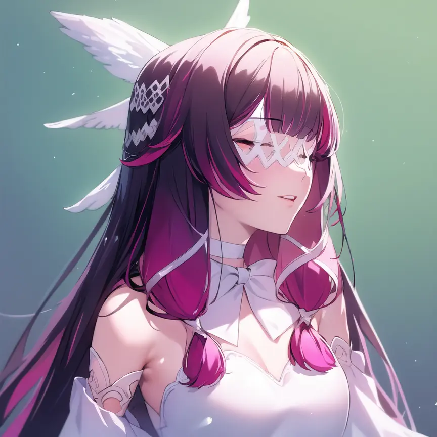1girl, masterpiece, highest quality, best quality, , highly detailed, best illustration, ray tracing, semi realistic, <lora:Colu2:1>, Columbina, pink hair, small breast , white dress, sleevelees dress, detached sleeves, bare shoulders, eye mask, white mask