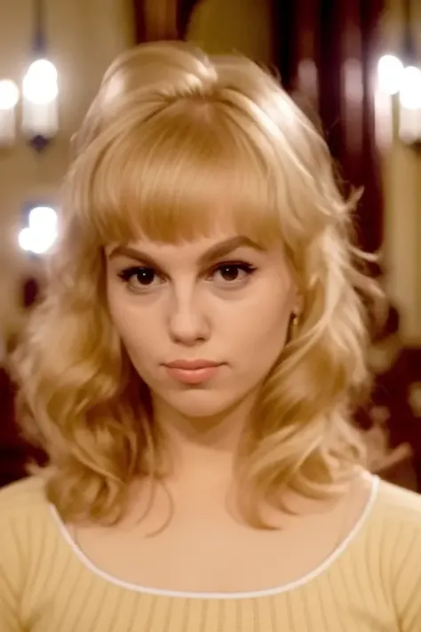 raw photo of an a beautiful blonde woman, staring at you in church, who is she, facing camera, perfect face, eyes, 8k uhd, cute outfit, ((close up))