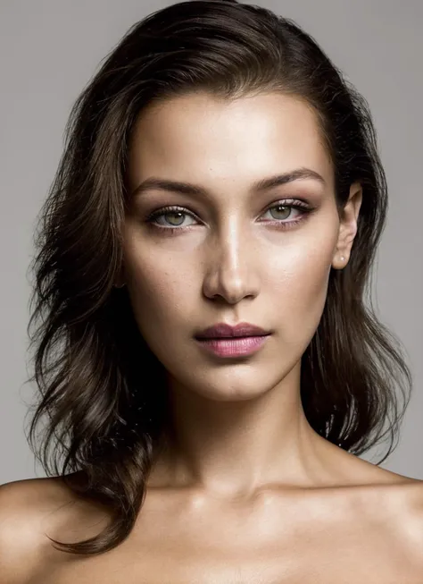 portrait of sks woman, epic (photo, studio lighting, hard light, sony a7, 50 mm, matte skin, pores, colors, hyperdetailed, hyperrealistic), <lora:locon_bellahadid_v1_from_v1_64_32:1.3>
