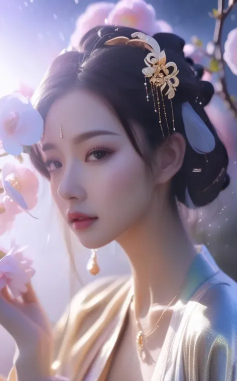 1girl, film, bokeh, professional, 4k, highly detailed,large breasts,
real world,(hyperrealism:1.1),(scales of extreme detail:1.3),best quality, dingdall effect,1girl,fog,(sunlight exposure:1.3),(sunlight through the hair:1.3),long hair,(look looking at viewer:1.3),
(outdoors, Chinese, buildings, (mountain:0.8), cloud),
(sex:1.5),(nsfw:1.5),
(stochastic angle, stochastic pose,stochastic action),charming, alluring, seductive, erotic, enchanting, flowers, cleavag,exposed,camellia,
reflection,ray tracing,nebula,aura,flowy see-through costumes, flowy see-through headpieces, flowy see-through gowns,gold,
luxury, jewelry, ornate, necklace, bracelet, hairpin,embroidery,