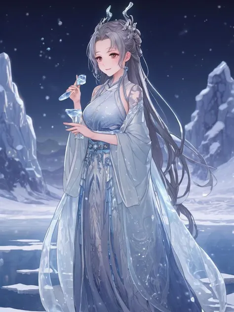 1girl,hanfu,full body,beautiful detailed glow, (detailed ice), beautiful detailed water,