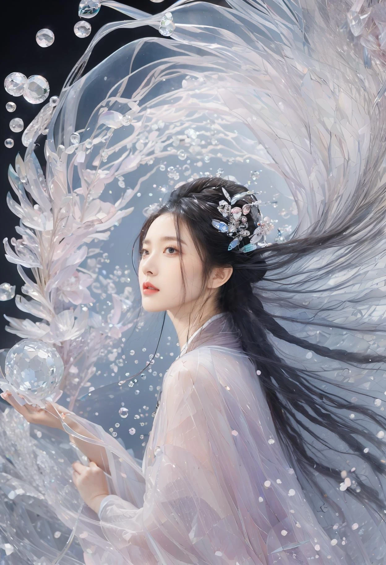 (1girl:1.3), adult, Guofeng, Hanfu, mist, looking at viewer,long hair blown by the wind, dusk, masterpiece,
analog film photo ethereal fantasy concept art of masterpiece, dynamic perspective, intricate details, wide angle, motion blur
Japanese,chitanda_eru,,blank background,,fractal,zentangle,,pastel colored,,(crystal, crystal flower, crystal bubbles, transparent, resin:1.4),jewelry, full body,