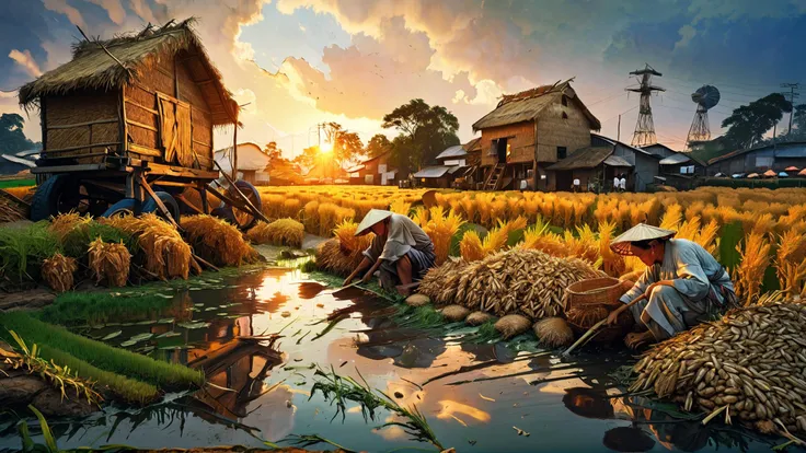 score_9,score_8_up,score_7_up,score_7,surreal,((giant rice:1.5)),enormous,(((chinese farmers rest under rice:1.1))),(((early morning))),piles of rice,unforgettable,fantasy,emotional depth. (vibrant masterpiece, (8k1.5), UHD, very detailed, high-quality, best artist,detailed textures, full view, atmospheric lighting, stunning visuals),granary,ear of rice,<lora:add-detail-xl:0.8>,<lora:detailed_notrigger:0.8>,<lora:Fant5yP0ny:0.6>,<lora:IPXL_v8:0.4>,<lora:MJ52:0.4>,<lora:EldritchRomanceIllustration_1.0.5:0.8>,