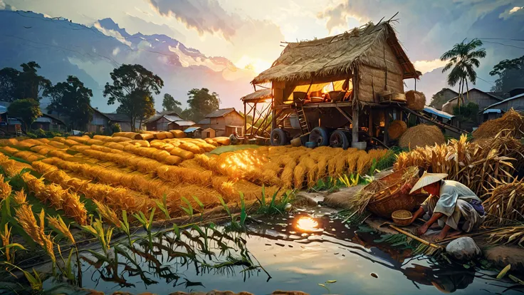 score_9,score_8_up,score_7_up,score_7,surreal,((giant rice:1.5)),enormous,(((chinese farmers rest under rice:1.1))),(((early morning))),piles of rice,unforgettable,fantasy,emotional depth. (vibrant masterpiece, (8k1.5), UHD, very detailed, high-quality, best artist,detailed textures, full view, atmospheric lighting, stunning visuals),granary,ear of rice,<lora:add-detail-xl:0.8>,<lora:detailed_notrigger:0.8>,<lora:Fant5yP0ny:0.6>,<lora:IPXL_v8:0.4>,<lora:MJ52:0.4>,<lora:EldritchRomanceIllustration_1.0.5:0.8>,