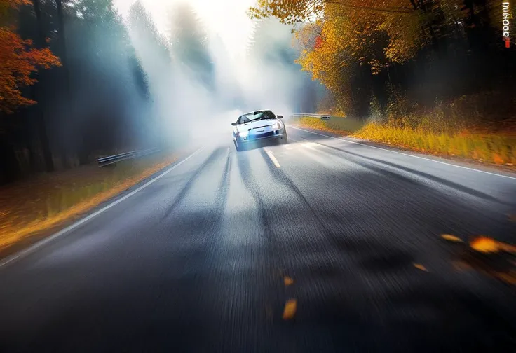 masterpiece,ultra high quality(1.5),Nissan 300ZX,premium resolution(1.3),8k ultra high resolution(1.2),hyper-realistic(1.4),dark forest(1.2),yellow sports car(1.5),speeding(1.4),dusty asphalt road(0.8),headlights on(1.2),atmospheric fog(1.0),dynamic composition(1.3),(motion blur1.9),cinematic lighting(1.1),dramatic shadows(1.0),detailed environment(1.1),intense mood(1.0),high contrast(1.5),volumetric lighting(0.8),lens flare(0.7),depth of field(1.7),golden hour(0.8),emphasized perspective(1.6),spinning wheels(1.6),detailed tires(1.0),>,(vehicle focus:1.5),(blurry background),RAW photo of car,HD,dynamic angle,low angle,from below,wide shot,motion lines,dusty,panning shot scattering tire dust,fast-moving car with a motion blurred background of the forest,realstic,bokeh,fog,fast,professional photography,
(blurred wheel:1.7),light streaks,natural lights,wallpaper,ultra detailed,extremly,fisheye lens,driver silhouette,two-lane road,A wonderful composition that captures the viewer's interest,autum,falling leaves,flying leaves,