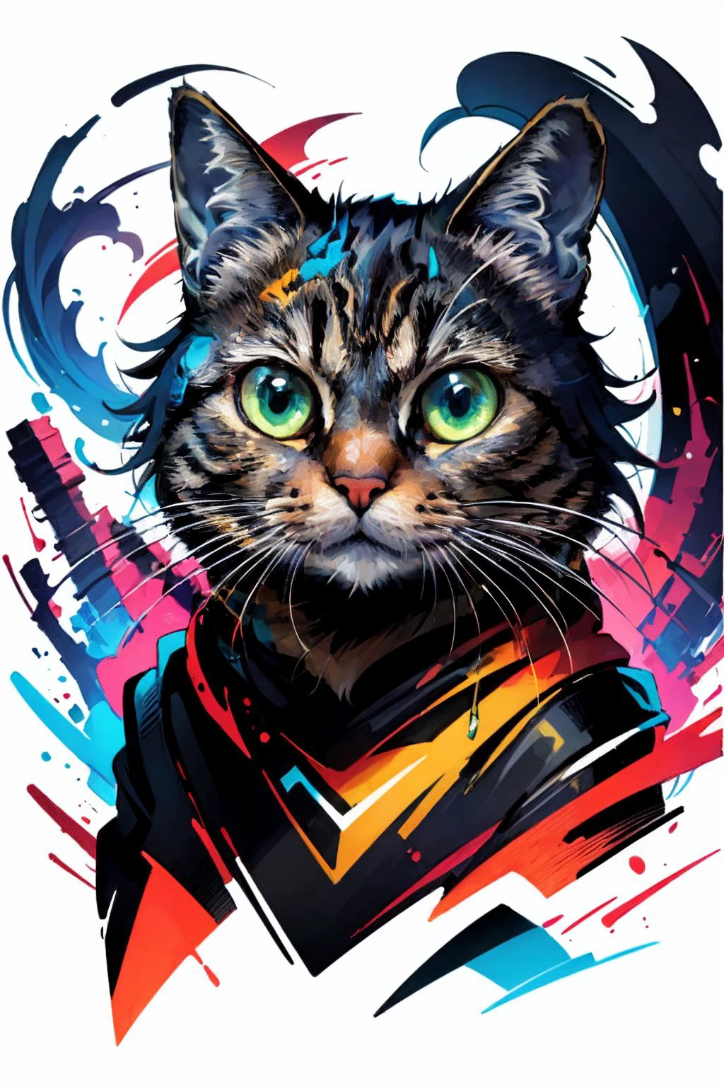 ,(Masterpiece:1.2, high quality,ultra-fine painting,Vivid Colors),(white background:1.2),TshirtDesignAF, T shirt design,
cat, solo,green eyes,vibrant,cure lovely,
<lora:Chinese Li Hua:0.6> ,<lora:TShirtDesignRedmond1-5V-LiberteRedmond-TShirtDesignAF:1>