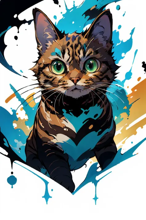 ,(Masterpiece:1.2, high quality,ultra-fine painting,Vivid Colors),(white background:1.2),TshirtDesignAF, T shirt design,
cat, solo,green eyes,yellow animal hair(Brown stripes),vibrant,cure lovely,
<lora:Chinese Li Hua:0.8> ,  <lora:cat_20230627113759:0.5>, <lora:TShirtDesignRedmond1-5V-LiberteRedmond-TShirtDesignAF:0.8>