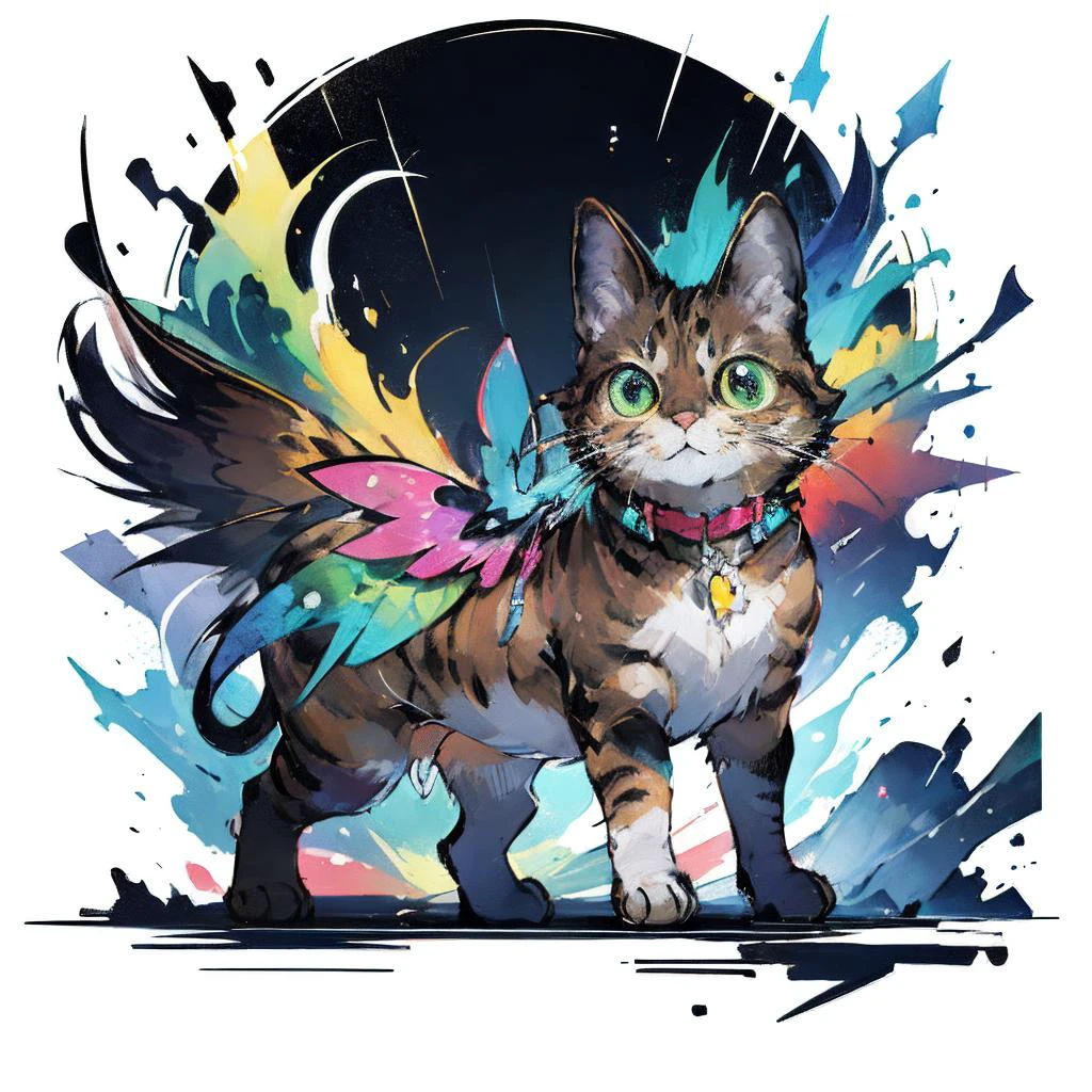 ,(Masterpiece:1.2, high quality,ultra-fine painting,Vivid Colors),(white background:1.2),TshirtDesignAF, T shirt design,
cat, solo,green eyes,yellow animal hair(Brown stripes),vibrant,cure lovely,
<lora:Chinese Li Hua:0.8> ,<lora:animeoutlineV4_16:1>,<lora:TShirtDesignRedmond1-5V-LiberteRedmond-TShirtDesignAF:1>, <lora:cat_20230627113759:0.3>