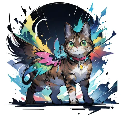 ,(Masterpiece:1.2, high quality,ultra-fine painting,Vivid Colors),(white background:1.2),TshirtDesignAF, T shirt design,
cat, solo,green eyes,yellow animal hair(Brown stripes),vibrant,cure lovely,
<lora:Chinese Li Hua:0.8> ,<lora:animeoutlineV4_16:1>,<lora:TShirtDesignRedmond1-5V-LiberteRedmond-TShirtDesignAF:1>,  <lora:cat_20230627113759:0.3>