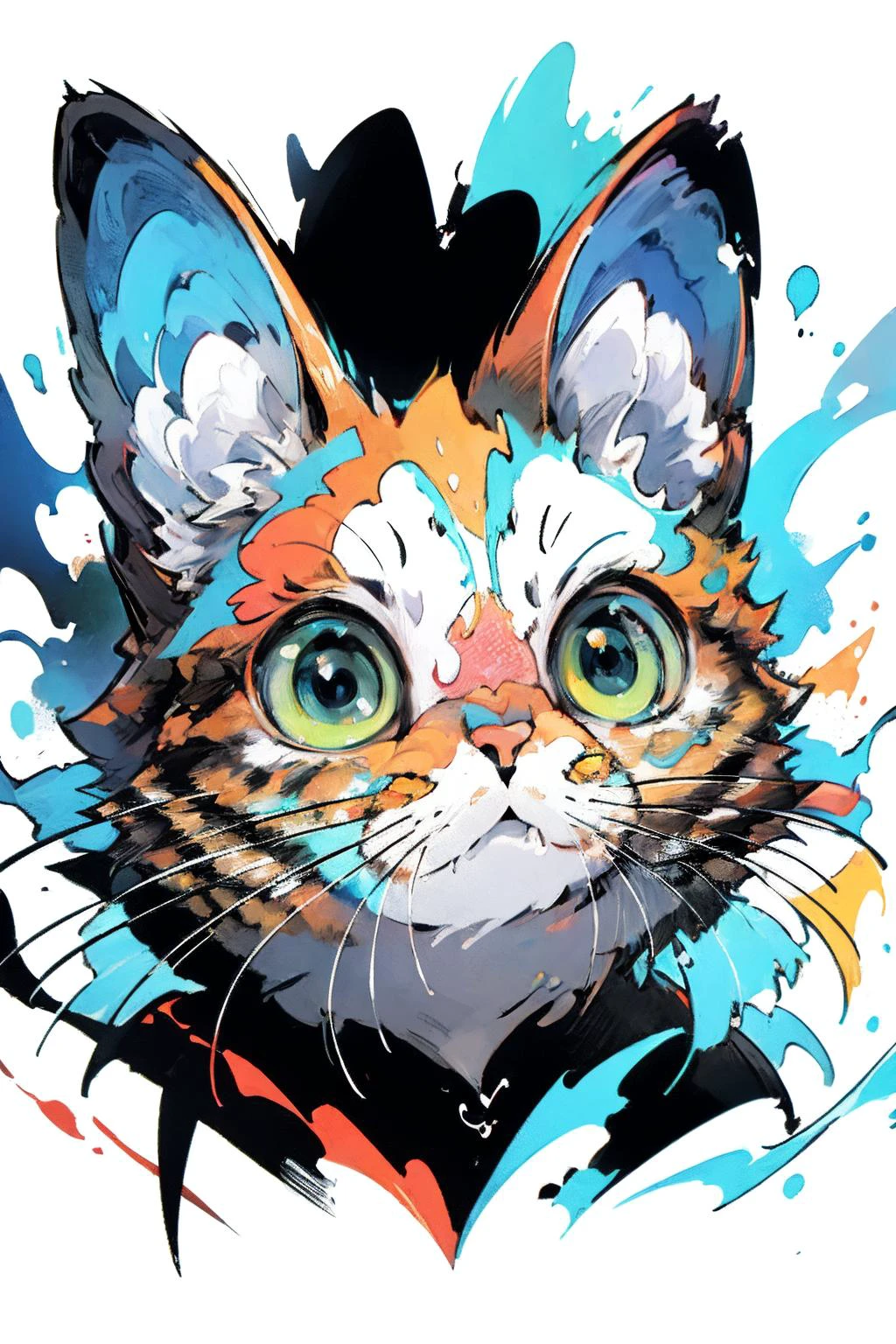 ,(Masterpiece:1.2, high quality,ultra-fine painting,Vivid Colors),(white background:1.2),TshirtDesignAF, T shirt design,
cat, solo,green eyes,vibrant,cure lovely,
<lora:Chinese Li Hua:1>, <lora:cat_20230627113759:0.5> , <lora:TShirtDesignRedmond1-5V-LiberteRedmond-TShirtDesignAF:0.9>, <lora:animeoutlineV4_16:0.8>