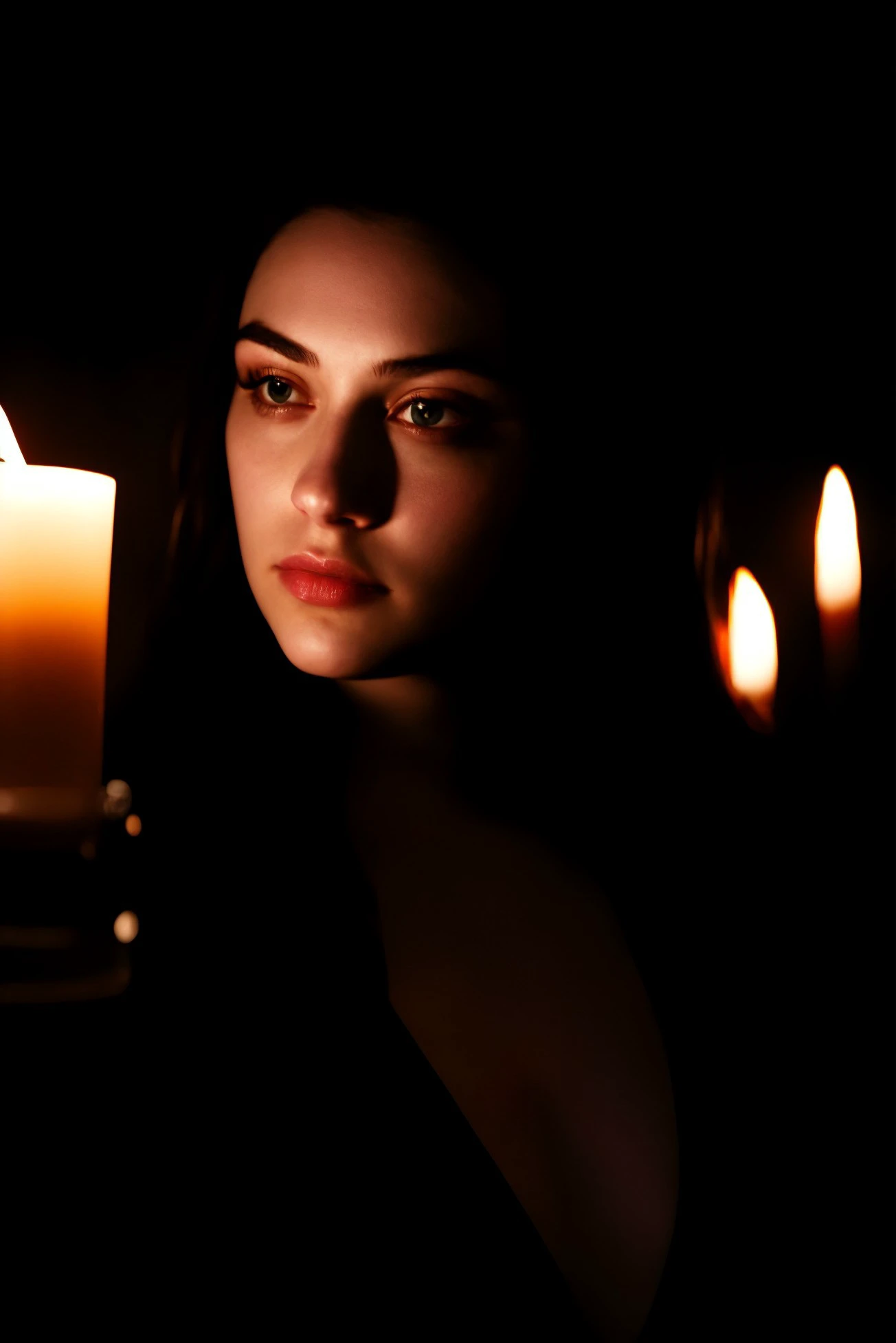 woman 20 years young portrait, middle shot, European, 
([Kat( :0)Dennings|samantha sin|charli( :0)xcx]:0.9) closeup,
candlelit, <lora:dynamic_shot_43_candlelit:0.75>
dark,
highres, high quality, high resolution, hd, 4k, masterpiece, realistic,