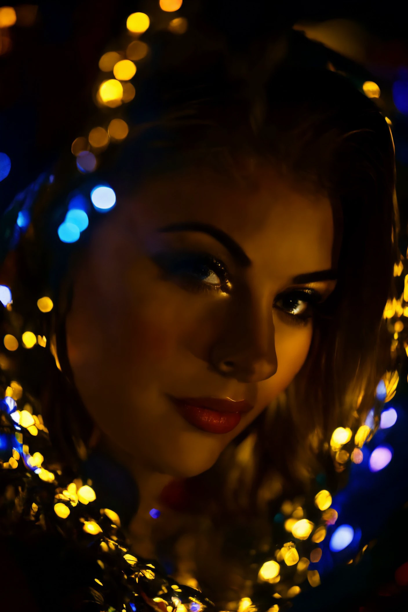 woman 20 years young, European, middle shot, closeup,
([Kathy( :0)Ireland|riley reid|selena( :0)gomez]:0.9), 
christmas lights, <lora:dynamic_shot_55_hard_shadows_portrait:0.85>
home, night,
highres, high quality, high resolution, hd, 4k, masterpiece, realistic,