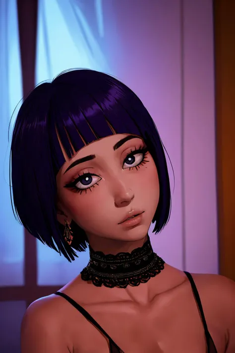 <lora:jirou-10:0.7> jirou2, 1girl, solo, short hair, bangs, looking at viewer, shirt, black hair, choker, purple hair, long earlobes, full body, Sleeping
cinematic, eyeshadow, long eyelashes,
anatomical, good hands,
nsfw,
Japanese, Cambodian, Yakuza,
detailed eyes, detailed face, (perfect pupils), perfect nipples,
beautiful composition, fantasy, mystical,
triadic lighting, vivid light, high contrast, dark shadows,
ethereal, colorful, detailed, <lora:weight_slider_v2:-0.3>, (masterpiece, best quality:1.2), extremely high detail <lora:dynamic_shot_28_red_light_portrait:0.5>, photorealistic, photograph, photo, dlsr, FujiFilm, extremely high detail