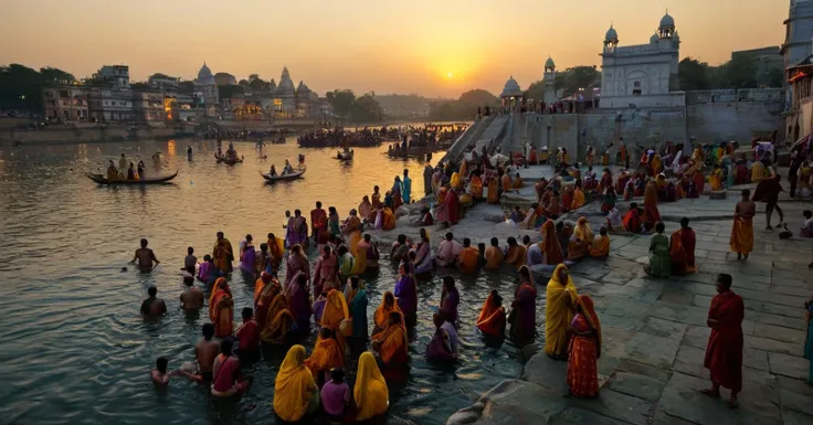 photograph a group of indian people in many colorful typical dresses are gathered at the edge of Ganges river, in India, (at sunset:1.3), golden hour, festivities, hinduism, holy bath, hinduist festivity, photorealistic, travel photography, (National Geography style:1.4), high definition, highest details, 8k, masterpiece, incredible light, 50mm . cinematic 4k epic detailed 4k epic detailed photograph shot on kodak detailed cinematic hbo dark moody, 35mm photo, grainy, vignette, vintage, Kodachrome, Lomography, stained, highly detailed, found footage, cinematic still a group of indian people in many colorful typical dresses are gathered at the edge of Ganges river, in India, (at sunset:1.3), golden hour, festivities, hinduism, holy bath, hinduist festivity, photorealistic, travel photography, (National Geography style:1.4), high definition, highest details, 8k, masterpiece, incredible light . emotional, harmonious, vignette, 4k epic detailed, shot on kodak, 35mm photo, sharp focus, high budget, cinemascope, moody, epic, gorgeous, film grain, grainy, (masterpiece), (best quality), (ultra-detailed), a group of indian people in many colorful typical dresses are gathered at the edge of Ganges river, in India, (at sunset:1.3), golden hour, festivities, hinduism, holy bath, hinduist festivity, photorealistic, travel photography, (National Geography style:1.4), high definition, highest details, 8k, masterpiece, incredible light, illustration, disheveled hair, detailed eyes, perfect composition, moist skin, intricate details, earrings, by wlop