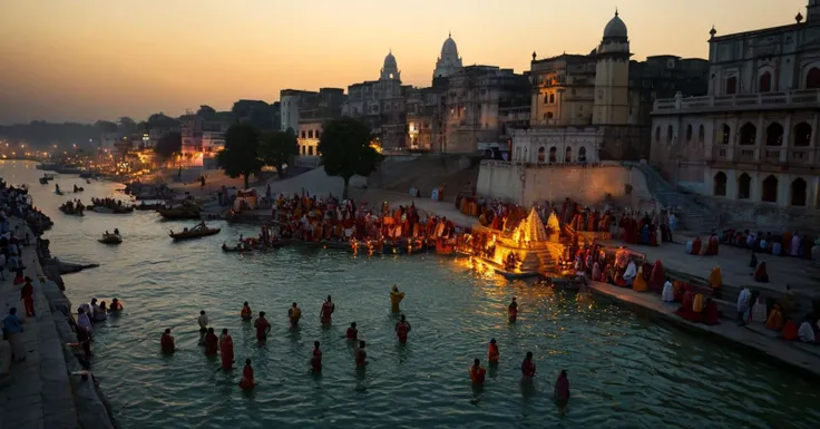 photograph a group of indian people in many colorful typical dresses are gathered at the edge of Ganges river, in India, (at sunset:1.3), golden hour, festivities, hinduism, holy bath, hinduist festivity, photorealistic, travel photography, (National Geography style:1.4), high definition, highest details, 8k, masterpiece, incredible light, 50mm . cinematic 4k epic detailed 4k epic detailed photograph shot on kodak detailed cinematic hbo dark moody, 35mm photo, grainy, vignette, vintage, Kodachrome, Lomography, stained, highly detailed, found footage, cinematic still a group of indian people in many colorful typical dresses are gathered at the edge of Ganges river, in India, (at sunset:1.3), golden hour, festivities, hinduism, holy bath, hinduist festivity, photorealistic, travel photography, (National Geography style:1.4), high definition, highest details, 8k, masterpiece, incredible light . emotional, harmonious, vignette, 4k epic detailed, shot on kodak, 35mm photo, sharp focus, high budget, cinemascope, moody, epic, gorgeous, film grain, grainy, (masterpiece), (best quality), (ultra-detailed), a group of indian people in many colorful typical dresses are gathered at the edge of Ganges river, in India, (at sunset:1.3), golden hour, festivities, hinduism, holy bath, hinduist festivity, photorealistic, travel photography, (National Geography style:1.4), high definition, highest details, 8k, masterpiece, incredible light, illustration, disheveled hair, detailed eyes, perfect composition, moist skin, intricate details, earrings, by wlop