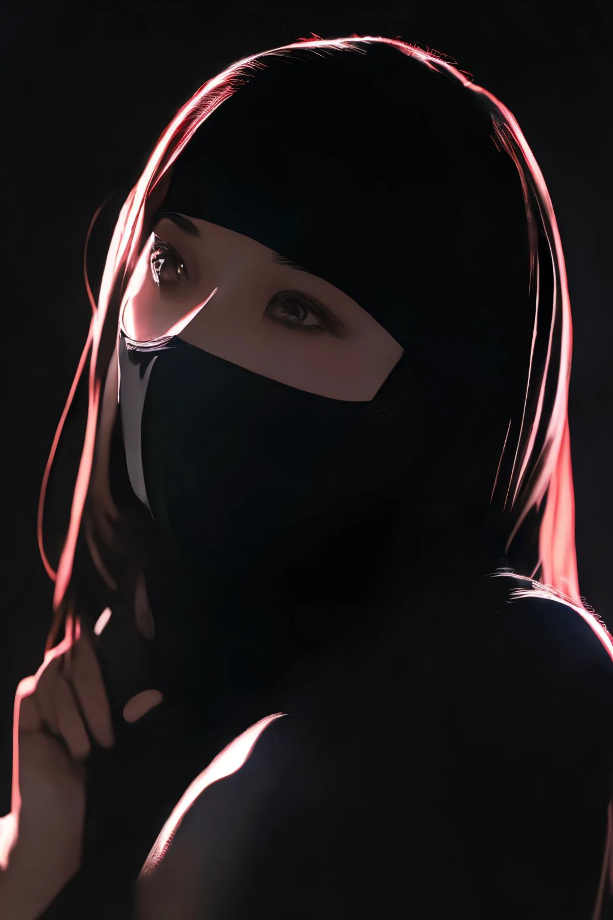 <lora:1.5_burqa:0.9> burqa style,
beautiful woman, detailed eyes, long eyelashes, eyeshadow, hot colors, (yellow, red),
shiny skin,
<lora:dynamic_shot_42_rim_light:1> background, light, rim, solo, phas42, black, dark, 1girl, hair, her, woman, monochrome, with, focus, lips
perfect proportions, perfect anatomy, fit, perfect nipples, perfect breasts, small breasts,
hot, vivid light, high contrast, dynamic pose, sexy, sexy,
0001SRGoodPictureV3
(masterpiece), (best quality), (unparalleled beauty),, photorealistic, photograph, photo, dlsr, FujiFilm, extremely high detail, (volumetric lighting), (dynamic lighting), godrays, Rembrandt lighting, real shadows, intricate detail