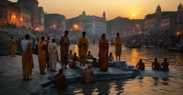 photograph a group of indian people in many colorful typical dresses are gathered at the edge of Ganges river, in India, (at sunset:1.1), golden hour, festivities, hinduism, holy bath, hinduist festivity, photorealistic, travel photography, (National Geography style:1.4), high definition, highest details, 8k, masterpiece, incredible light, 50mm . cinematic 4k epic detailed 4k epic detailed photograph shot on kodak detailed cinematic hbo dark moody, 35mm photo, grainy, vignette, vintage, Kodachrome, Lomography, stained, highly detailed, found footage, cinematic still a group of indian people in many colorful typical dresses are gathered at the edge of Ganges river, in India, (at sunset:1.1), golden hour, festivities, hinduism, holy bath, hinduist festivity, photorealistic, travel photography, (National Geography style:1.4), high definition, highest details, 8k, masterpiece, incredible light . emotional, harmonious, vignette, 4k epic detailed, shot on kodak, 35mm photo, sharp focus, high budget, cinemascope, moody, epic, gorgeous, film grain, grainy, (masterpiece), (best quality), (ultra-detailed), a group of indian people in many colorful typical dresses are gathered at the edge of Ganges river, in India, (at sunset:1.1), golden hour, festivities, hinduism, holy bath, hinduist festivity, photorealistic, travel photography, (National Geography style:1.4), high definition, highest details, 8k, masterpiece, incredible light, illustration, disheveled hair, detailed eyes, perfect composition, moist skin, intricate details, earrings, by wlop, cinematic still a group of indian people in many colorful typical dresses are gathered at the edge of Ganges river, in India, (at sunset:1.1), golden hour, festivities, hinduism, holy bath, hinduist festivity, photorealistic, travel photography, (National Geography style:1.4), high definition, highest details, 8k, masterpiece, incredible light . emotional, harmonious, vignette, highly detailed, high budget, bokeh, cinemascope, moody, epic, gorgeous, film grain, grainy