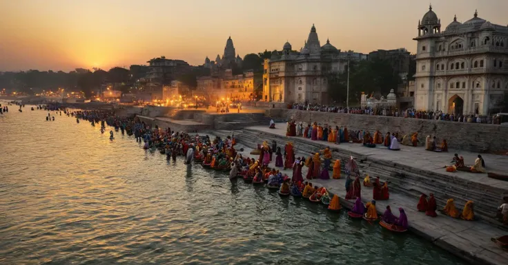 photograph a group of indian people in many colorful typical dresses are gathered at the edge of Ganges river, in India, (at sunset:1.3), golden hour, festivities, hinduism, holy bath, hinduist festivity, photorealistic, travel photography, (National Geography style:1.4), high definition, highest details, 8k, masterpiece, incredible light, 50mm . cinematic 4k epic detailed 4k epic detailed photograph shot on kodak detailed cinematic hbo dark moody, 35mm photo, grainy, vignette, vintage, Kodachrome, Lomography, stained, highly detailed, found footage, cinematic still a group of indian people in many colorful typical dresses are gathered at the edge of Ganges river, in India, (at sunset:1.3), golden hour, festivities, hinduism, holy bath, hinduist festivity, photorealistic, travel photography, (National Geography style:1.4), high definition, highest details, 8k, masterpiece, incredible light . emotional, harmonious, vignette, 4k epic detailed, shot on kodak, 35mm photo, sharp focus, high budget, cinemascope, moody, epic, gorgeous, film grain, grainy, (masterpiece), (best quality), (ultra-detailed), a group of indian people in many colorful typical dresses are gathered at the edge of Ganges river, in India, (at sunset:1.3), golden hour, festivities, hinduism, holy bath, hinduist festivity, photorealistic, travel photography, (National Geography style:1.4), high definition, highest details, 8k, masterpiece, incredible light, illustration, disheveled hair, detailed eyes, perfect composition, moist skin, intricate details, earrings, by wlop