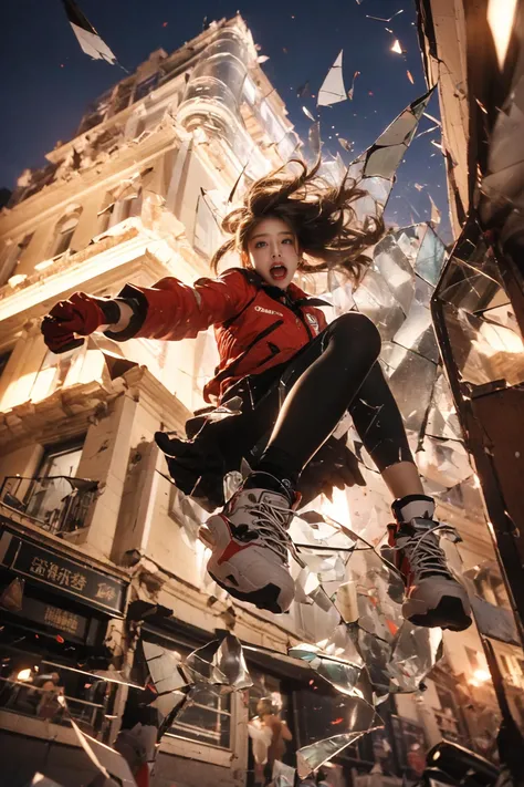 jumpingmidair, (1girl, solo:1.2), open mouth, outdoors, building, (broken glass:1.5), shoes, (red gloves:1.3),
Glow, reflective glass, light pollution
<lora:~Q?-gV jumping:0.8>