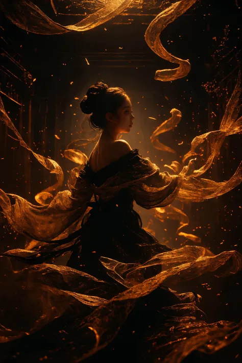 (((masterpiece))),(((best quality))),((super detailed)),((extremely delicate and beautiful)),cinematic light,detailed environment,xuer calligraphy,1girl,solo,(red and light black theme:1.3),dark turquoise and light gold,<lora:xuer calligraphy_20240101015710:0.8>,