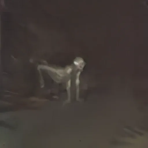 abandoned building at night, creature crawling around <lora:RFKTR_misteryfootages:1.3>