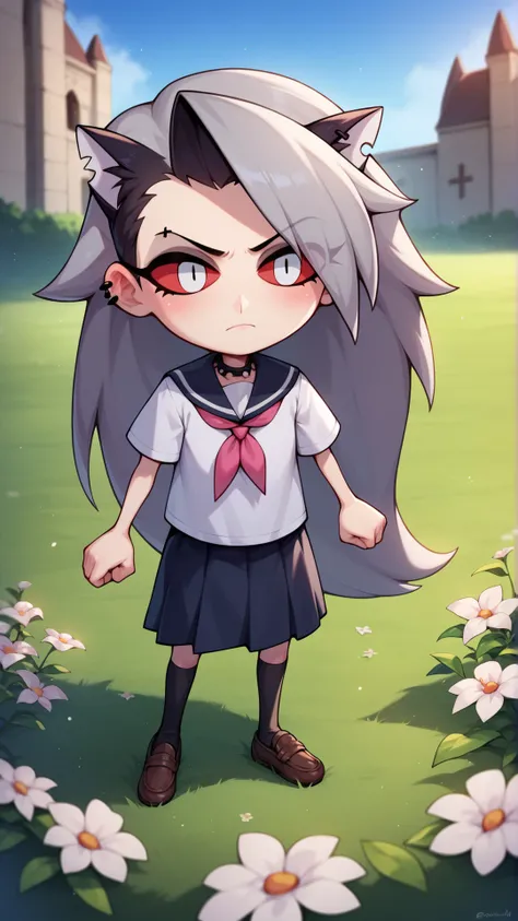 score_9,score_8_up,score_7_up,score_6_up,score_5_up,score_4_up,uncensored,source_anime,
1girl,solo,necoarc,lit pupils,chibi,(:3:1),loona,helluva boss,long hair,bow,school uniform,pink bow,ribbon,jewelry,grass,flowers,church,outdoors,<lora:necoarc-guy-PONY-v1:0.8>,serafuku,