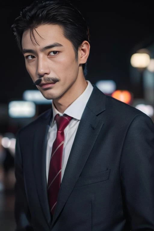 ultra-detailed,highly detailed,best quality,masterpiece,illustration,
mouri kogorou, 1boy,38yo male, solo, mature male,suit,blue jacket, pencil mustache,
night, city lights,
<lora:mouri kogorou_v1_08:0.7>