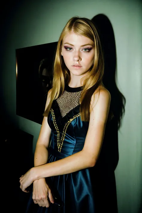 Beauty photo, headshot, masterpiece, looking at viewer, 
<lora:HannahHays_v1.0:1> HannahHays
blonde female in a dark  theme with shadows, detailed long hair hairstyle, rule of thirds, detailed eyes, 
in style of 
Miles Aldridge  Fine Art, Fashion, Glamour      Medium Format, High Contrast, Saturated Colors  Stylized, Hyperreal, Cinematic  Studio, Interiors, Designer Settings    Vivian Maier, Robert Frank, William Klein