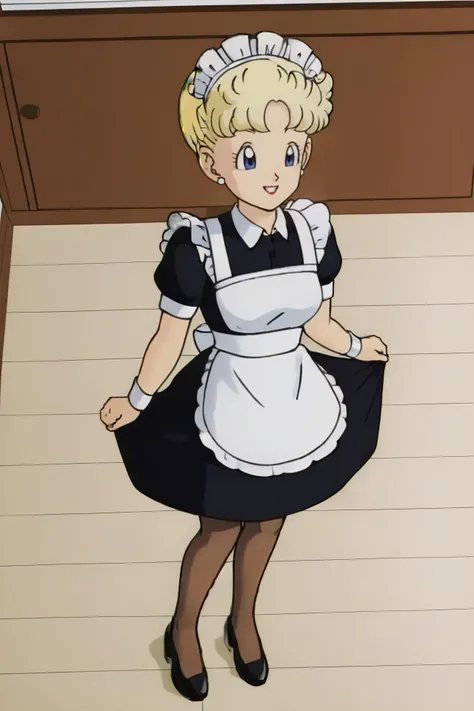 source_anime, score_9, score_8_up, score_7_up, anime screencap,
detailed face, android 18, 1girl, solo, looking at viewer, short hair, blue eyes, blonde hair, maid school uniform, annoyed, embarrassed, indoors,  
<lora:c18_pony_v1:0.8>