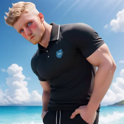 (masterpiece), (best quality, high quality:1.3), ( isometric dynamic view: 1.3) of ginger_hair atlasmale 1boy, caucasian, pale matte skin, healthy, rich , handsome, 30 year old, very symmetric head, very symmetric face, narrow hips, best male anatomy, facing viewer, looking at viewer, unshaded,  symmetric big nordic eyes iris pupils, very short male messy hair buzzed at sides, long sideburns, unshaved jawlines, very symmetric with perfect depth thick large long male crooked nose, very masculine macho male pose, long chin, surprised, fun,  symmetric big huge male hands with accurate smooth thick male fingers and male-fingernails with very realistic movement with best quality and very well-formed, wearing very masculine male clothes:1.3, head and upper body only in the scene, large pecs, symmetric strong arms and male forearms with smooth real skin and arm_hair , (intricate background):1.3, (male clothes only:1.3)